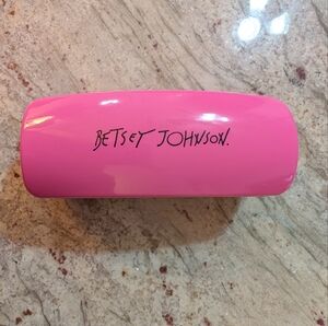 Betsey Johnson Eyeglass Clamshell Hot Pink Case Satin Animal Print Interior